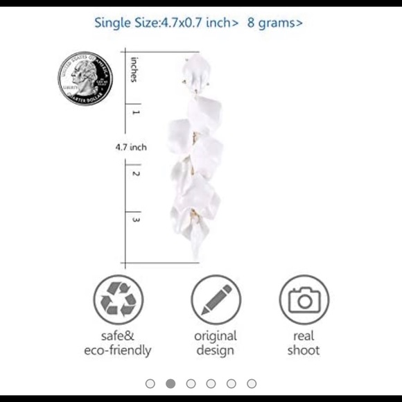 Anfei Chandelier Orange Rose Petal Flower Earrings - Picture 5 of 5